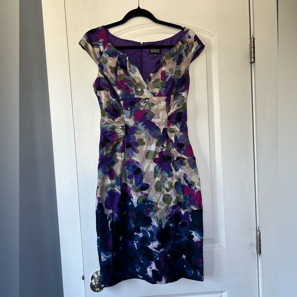 Adrianna Papell Purple and Blue Floral Dress